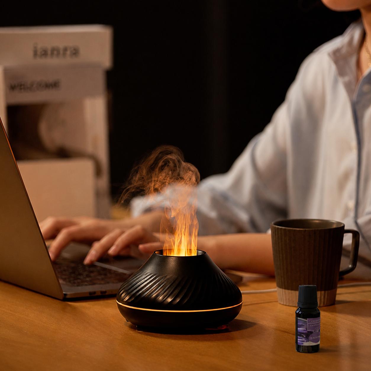 Lámpara Volcán Flame - Humificador Relax con Efecto Fuego